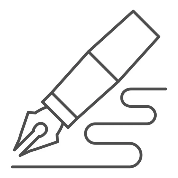 Stylo plume fine icône de ligne. Stylo plume dessin illustration vectorielle ligne isolé sur blanc. Conception de style de contour d'écriture de stylo, conçu pour le web et l'application. Eps 10 . — Image vectorielle