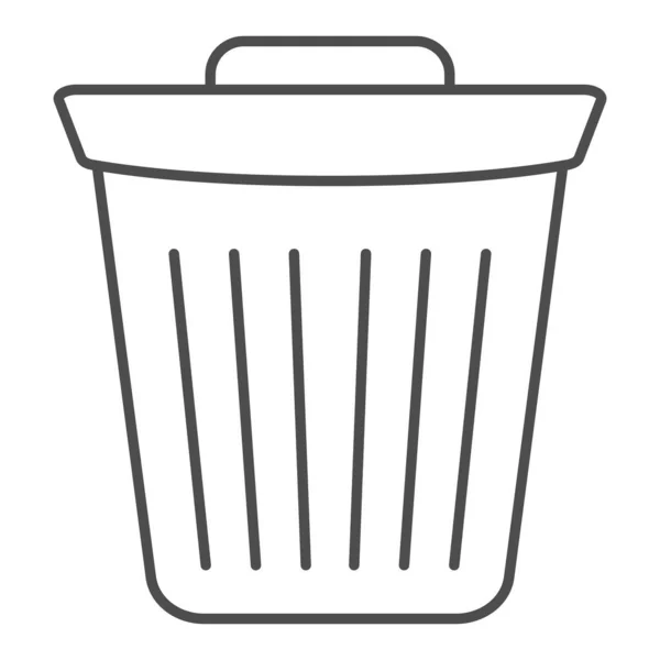 Bin ícone de linha fina. Ilustração do vetor de lixo isolado em branco. Projeto de estilo de contorno de balde, projetado para web e aplicativo. Eps 10 . —  Vetores de Stock