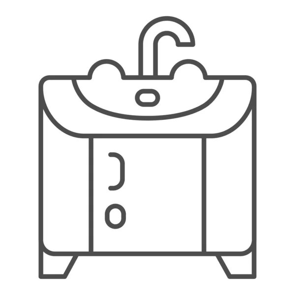 Washbasin thin line icon. Kitchen furniture vector illustration isolated on white. Sink outline style design, designed for web and app. Eps 10. — Stock Vector