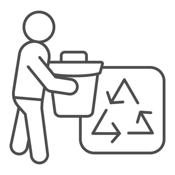 Afval recycling dunne lijn pictogram. Milieu vector illustratie geïsoleerd op wit. Prullenbak en recyclen teken ontwerp stijl, ontworpen voor web en app. Eps 10. — Stockvector