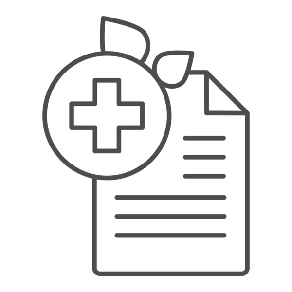 Prescrizione medica icona linea sottile. Medico ricetta vettoriale illustrazione isolata su bianco. Design dello stile del profilo del documento, progettato per il web e l'app. Eps 10 . — Vettoriale Stock