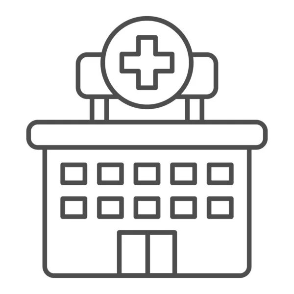 Hospital thin line icon. Clinic vector illustration isolated on white. Building outline style design, designed for web and app. Eps 10. — Stock Vector