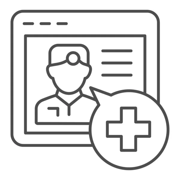 온라인 의료 컨설팅 아이콘. 흰 바탕에 분리 된 의료 지원 벡터 삽화. 웹 과 앱을 위해 설계된 온라인 개요 스타일 디자인. Eps 10. — 스톡 벡터