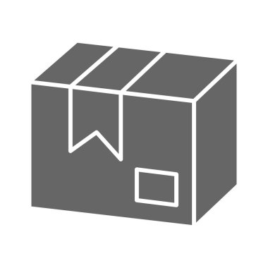 Paket postası simgesi, dağıtım sembolü, beyaz arkaplanda kargo kutusu vektör işareti, mobil konsept ve web tasarımı için sembol şeklinde karton kutu ambalajlama simgesi. Vektör grafikleri.