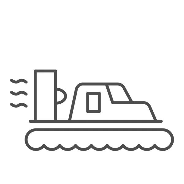 Icône de ligne mince Hovercraft, symbole de transport maritime, signe vectoriel de transport maritime sur fond blanc, icône de bateau Hovercraft dans le style de contour pour concept mobile et conception web. Graphiques vectoriels . — Image vectorielle