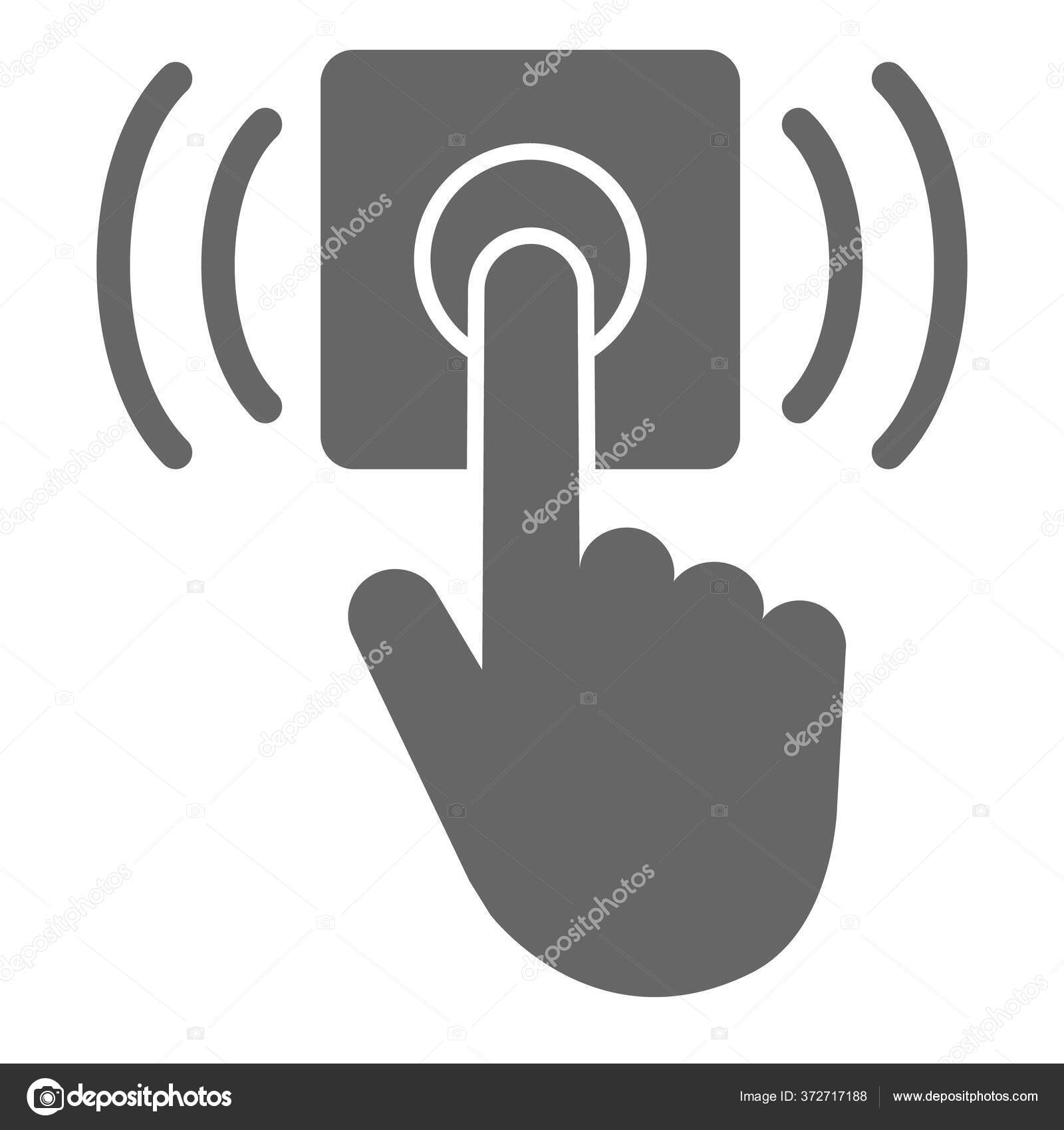 Ring door bell solid icon, delivery symbol, Hand push bell button