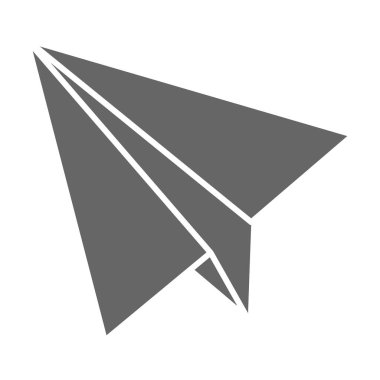 Paper Airplane katı ikon, dağıtım sembolü, beyaz arka planda kağıt düzlem vektör işareti, mobil konsept ve web tasarımı için glifli uçan çocuk jeti ikonu. Vektör grafikleri.