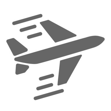 Hava teslimatı katı ikonu, lojistik sembol, beyaz arka planda uçan uçak vektör işareti, mobil konsept ve web tasarımı için hava taşımacılığı ikonu. Vektör grafikleri.