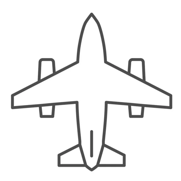 Uçak ince çizgi simgesi, hava taşımacılığı sembolü, beyaz zemin üzerinde uçak vektör işareti, mobil konsept ve web tasarımı için ana hatlı uçak simgesi. Vektör grafikleri. — Stok Vektör