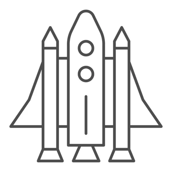 Space Shuttle Thin Line Symbol, Transportsymbol, Raumschiff-Vektorschild auf weißem Hintergrund, Raketensymbol im Umrissstil für mobiles Konzept und Webdesign. Vektorgrafik. — Stockvektor