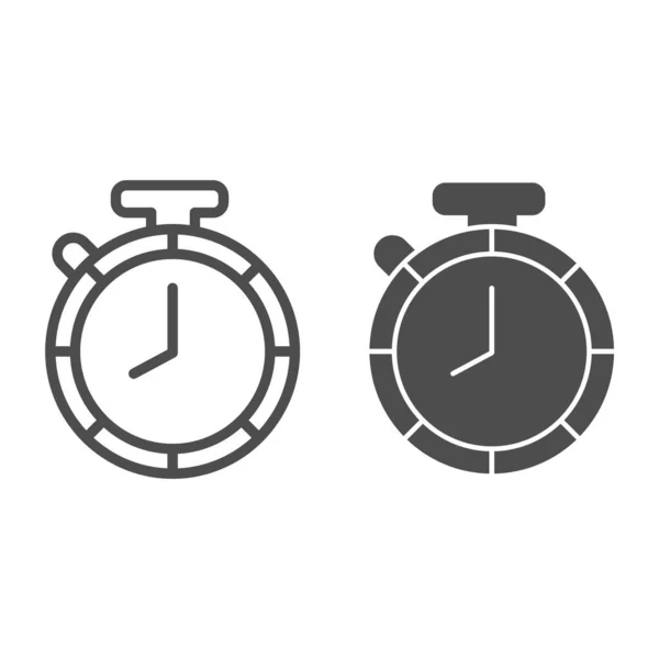 Stopwatch line 및 solid icon, logistic and deliver symbol, fast deliver vector sign on white background, expressive deliver icon in outline style for mobile and web design. 벡터 그래픽. — 스톡 벡터
