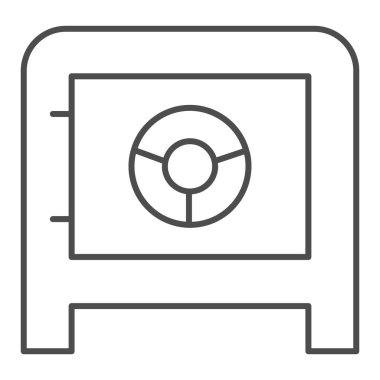 Güvenli kutu ince çizgi simgesi. Bankanın güvenli vektör çizimi beyaza izole edildi. Strongbox tasarımı, web ve uygulama için tasarlandı. Eps 10.
