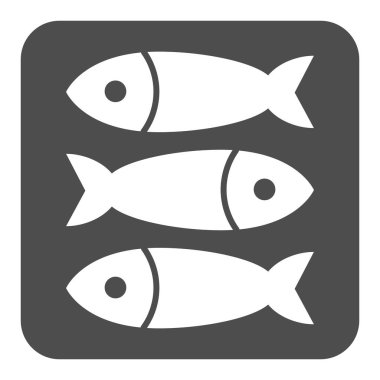 Katı balık ikonu. Gıda vektör çizimi beyaza izole edildi. Deniz ürünleri kabartma tasarımı, web ve uygulama için tasarlanmış. Eps 10.