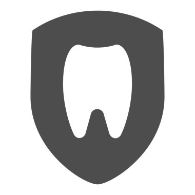 Sağlıklı diş katı ikonu. Diş vektörü illüstrasyonu beyaza izole edildi. Kalkan şeklindeki diş tasarımı, ağ ve uygulama için tasarlandı. Eps 10.