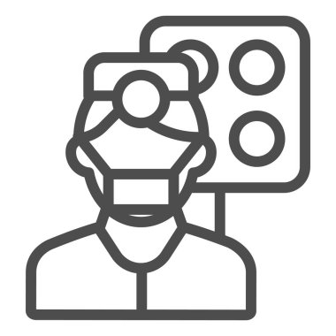 Dişçi çizgisi simgesi. Doktor vektör çizimi beyaza izole edildi. Diş hekimi tasarımı, web ve uygulama için tasarlanmış. Eps 10.