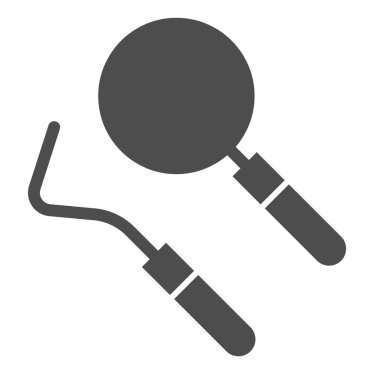 Diş aletleri sağlam simge. Dişçilik ekipmanları vektör çizimi beyaza izole edildi. Diş hekimi aksesuar kabartma tasarımı, web ve uygulama için tasarlanmış. Eps 10.