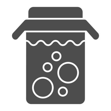 Kavanoz katı ikonunda detoks kokteyli. Sağlıklı içecek vektör illüstrasyonu beyaza izole edildi. İçecek kabartma tasarımı, web ve uygulama için tasarlanmış. Eps 10.