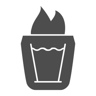 B-52 kokteyl katı ikonu. Yanan kokteyl vektör çizimi beyaza izole edildi. Alkol kabartma tasarımı, web ve uygulama için tasarlanmış. Eps 10.