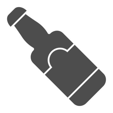 Bira şişesi katı ikon. Cam şişe çizimi beyaza izole edilmiş. Web ve uygulama için tasarlanmış kabartma tasarımı için. Eps 10.