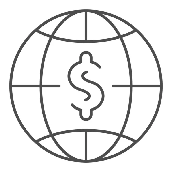 Dollar med klottunn linjeikon. Världen pengar vektor illustration isolerad på vitt. Global budget skissera stil design, utformad för webb och app. Eps 10. — Stock vektor