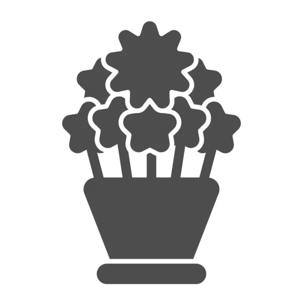 Flor en maceta icono sólido. Ilustración de vectores vegetales aislados en blanco. Diseño de estilo glifo floral, diseñado para web y app. Eps 10 . — Archivo Imágenes Vectoriales