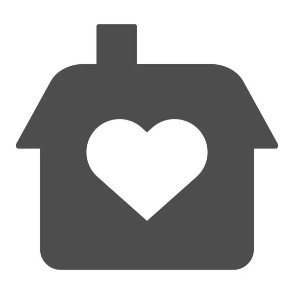 Maison avec coeur icône solide. Illustration vectorielle maison d'amour isolée sur blanc. Design de style glyphe à la maison, conçu pour le web et l'application. Eps 10 . — Image vectorielle