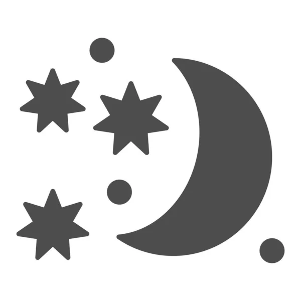 Icono sólido de luna y estrellas. Ilustración vectorial del cielo nocturno aislada en blanco. Diseño de estilo glifo celestial, diseñado para la web y la aplicación. Eps 10 . — Vector de stock