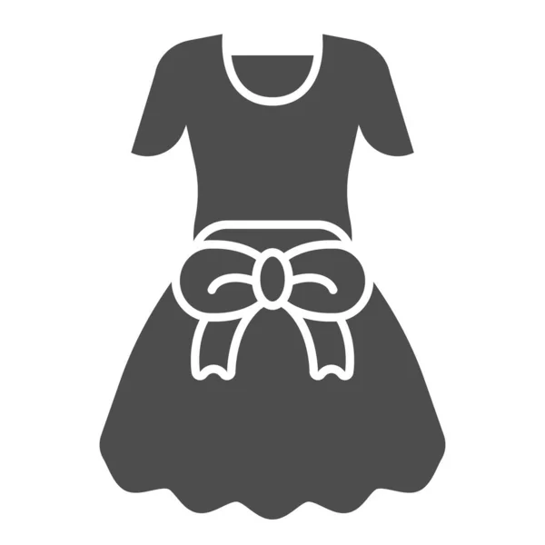 Kleid mit Schleife solide Symbol. Mädchen Kleidung Vektor Illustration isoliert auf weiß. Design für weibliche Kleidung im Glyphen-Stil, entworfen für Web und App. Eps 10. — Stockvektor