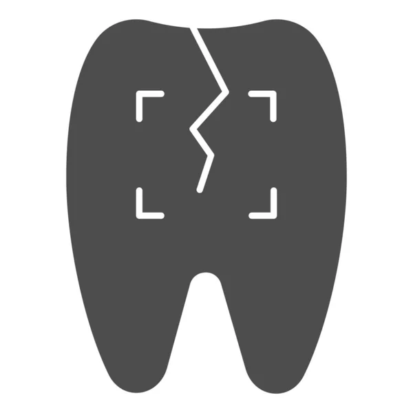 Diente agrietado icono sólido. Ilustración vectorial odontológica aislada en blanco. Diseño de estilo glifo dental problemático, diseñado para web y aplicación. Eps 10 . — Vector de stock