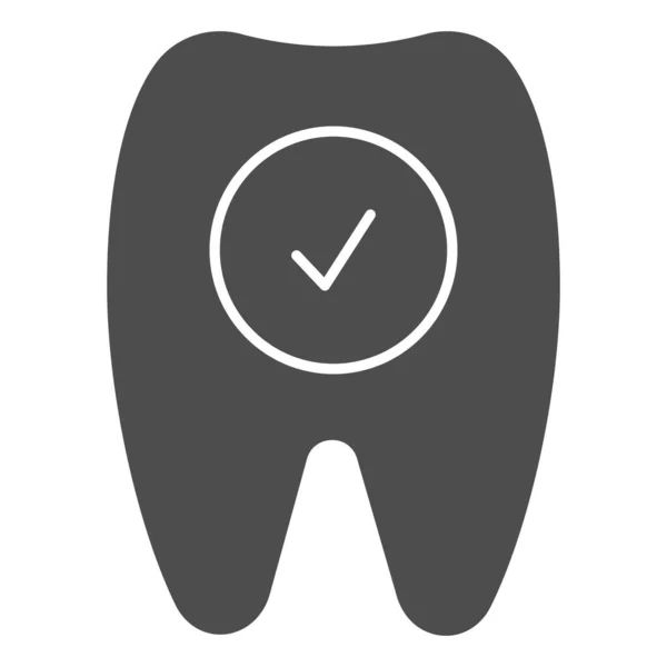 Tooth check solid icon. Healthy tooth vector illustration isolated on white. Dentistry glyph style design, designed for web and app. Eps 10. — Stock Vector