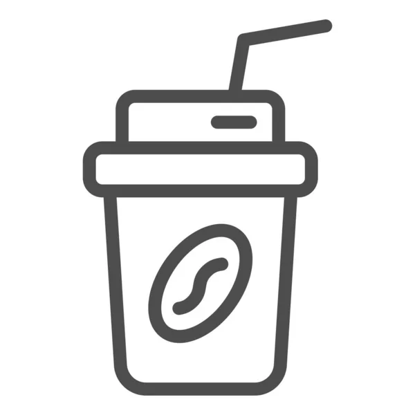 Koffie te gaan lijn pictogram. Koffie afhaalvector illustratie geïsoleerd op wit. Koffie in papieren beker ontwerp stijl, ontworpen voor web en app. Eps 10. — Stockvector