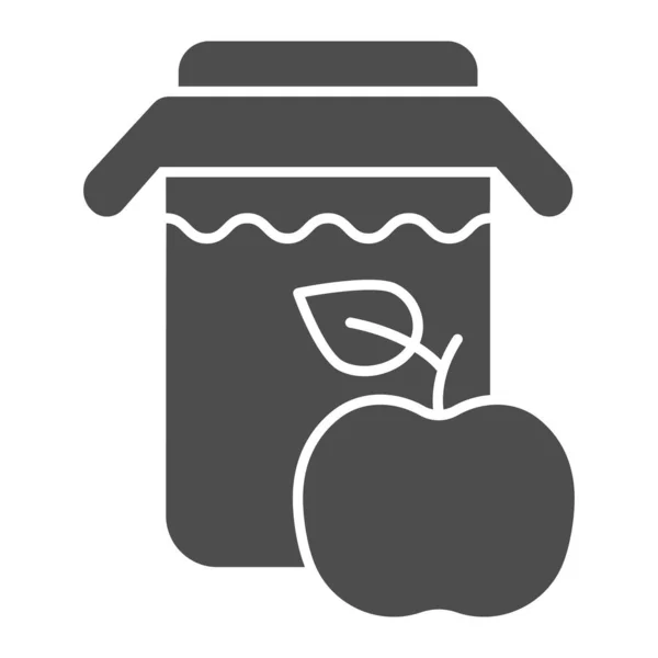 Icono sólido de jugo de manzana. Tarro de jugo de manzana ilustración vectorial aislado en blanco. Diseño de estilo glifo de bebida fresca, diseñado para la web y la aplicación. Eps 10 . — Vector de stock