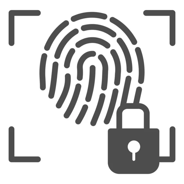 Fingerprint and lock solid icon. Fingerprint identification locked vector illustration isolated on white. Authorization glyph style design, designed for web and app. Eps 10. — Stock Vector