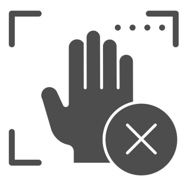 Avuç içi tanıma hatası simgesi. El izi erişimi başarısız vektör çizimi beyaza izole edildi. El biyometrik tarama kabartma tasarımı, web ve uygulama için tasarlanmış. Eps 10.