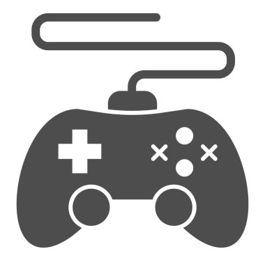 Oyun denetleyici katı simgesi. Joystick vektör çizimi beyaza izole edildi. Web ve uygulama için tasarlanmış kabartma tasarımı. Eps 10.