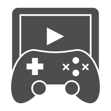 Oyun sahası simgesi. Oyun denetleyici vektör çizimi beyazda izole edildi. Joystick glyph tasarımı, web ve uygulama için tasarlandı. Eps 10.