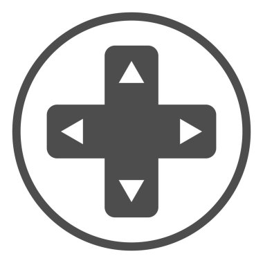 Okları katı simgeli Joystick düğmesi. Game pad düğmeleri vektör illüstrasyonunu beyaza izole etti. Oyun paneli glyph tasarımı, web ve uygulama için tasarlandı. Eps 10.