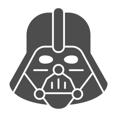 Darth Vader katı simgesi. Yıldız Savaşları vektör çizimi beyaza izole edildi. Uzay karakteri kabartma tasarımı, web ve uygulama için tasarlandı. Eps 10.