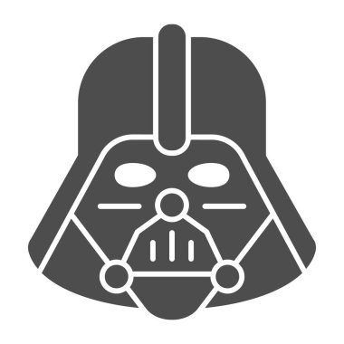 Darth Vader katı simgesi. Yıldız Savaşları vektör çizimi beyaza izole edildi. Uzay karakteri kabartma tasarımı, web ve uygulama için tasarlandı. Eps 10.