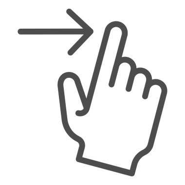 Sağ çizgi simgesini kaydır. Beyaz üzerinde izole edilmiş sağ vektör illüstrasyonunu göster. Web ve uygulama için tasarlanmış el hareketi tasarımı tasarımı. Eps 10.