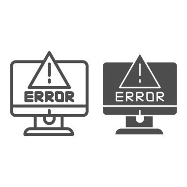 Bilgisayar satırı ve sembol üzerinde uyarı. Bilgisayar hatası vektör illüstrasyonu beyazda izole edildi. Sistem hatası tasarımı, web ve uygulama için tasarlandı. Eps 10.