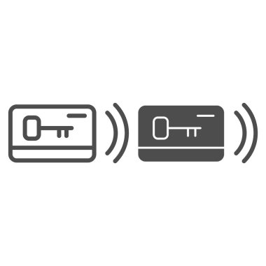 Plastik kart anahtar hattı ve sembol. Beyaz üzerine izole edilmiş vektör illüstrasyonuna erişim. Elektronik kilit tasarımı, web ve uygulama için tasarlanmış. Eps 10.