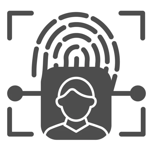 Fingerprint 사용자 인식 고체 아이콘. 흰색에 분리 된 지문 센서 벡터 일러스트로 집중하 세요. 개인 인증 글 리프 스타일 디자인은 웹 과 앱을 위해 설계되었다. Eps 10. — 스톡 벡터