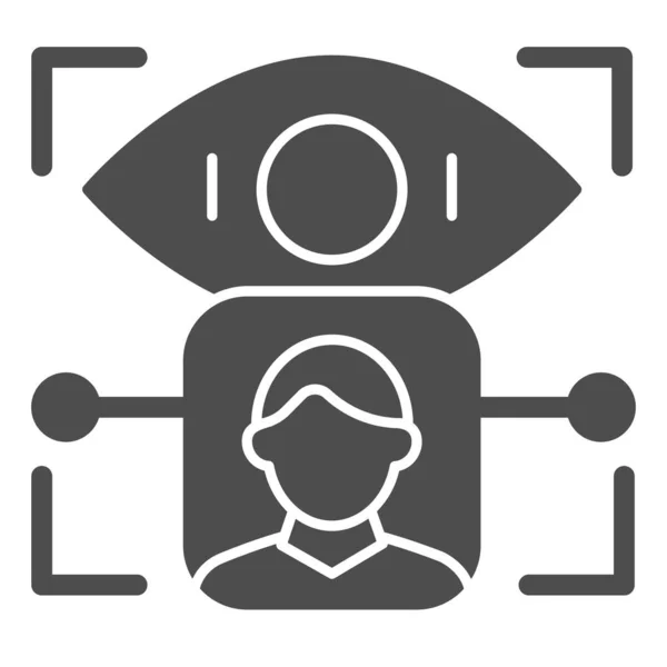 Розпізнавання сітківки людини тверда піктограма. Ілюстрація ідентифікації очей користувача ізольована на білому. Біометричний доступ до відкритого дизайну стилю гліфів, розроблений для веб та додатків. Епс 10 . — стоковий вектор
