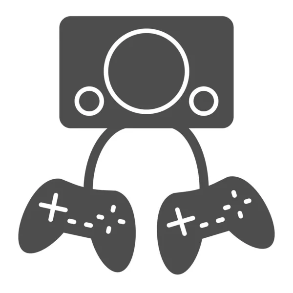 Dvě pevné ikony gamepadů. Video herní vektorové ilustrace izolované na bílém. Design herního ovladače glyph stylu, určený pro web a aplikaci. Eps 10. — Stockový vektor