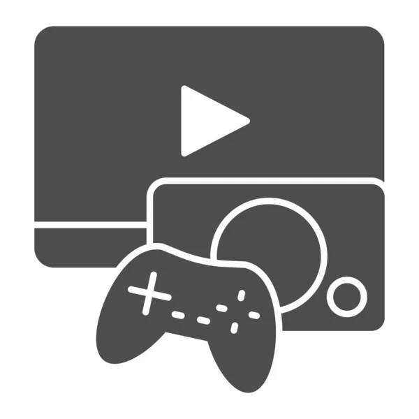 Icono sólido de juego. Ilustración vectorial de consola de juegos aislada en blanco. Juega diseño de estilo glifo de videojuegos, diseñado para la web y la aplicación. Eps 10 . — Vector de stock