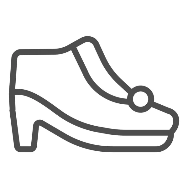ヒールラインのアイコンに秋の靴。暖かい女性の靴ベクトルイラストは白に隔離された。ウェブとアプリのために設計された女性の履物のアウトラインスタイルのデザイン。Eps 10. — ストックベクタ