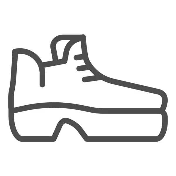 Boots on platform line icon. Warm shoes vector illustration isolated on white. Footwear outline style design, designed for web and app. Eps 10. — Stock Vector