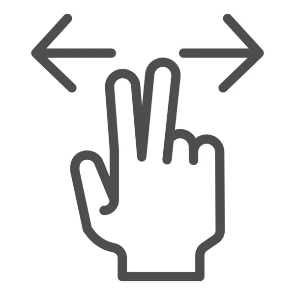 Deux doigts redimensionnent l'icône de la ligne. Agrandir l'illustration vectorielle isolée sur blanc. Zoom gestuel dans la conception de style de contour, conçu pour le web et l'application. Eps 10 . — Image vectorielle