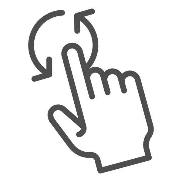 Een vinger roteren lijn pictogram. Gesture vector illustratie geïsoleerd op wit. Klik op omdraaien ontwerp stijl, ontworpen voor web en app. Eps 10. — Stockvector